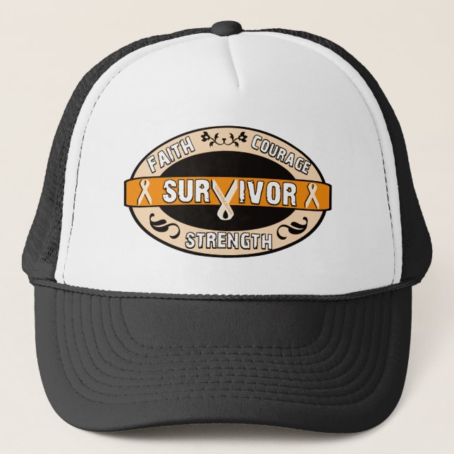 Gorra De Camionero Naranja de sobreviviente de cáncer (Anverso)