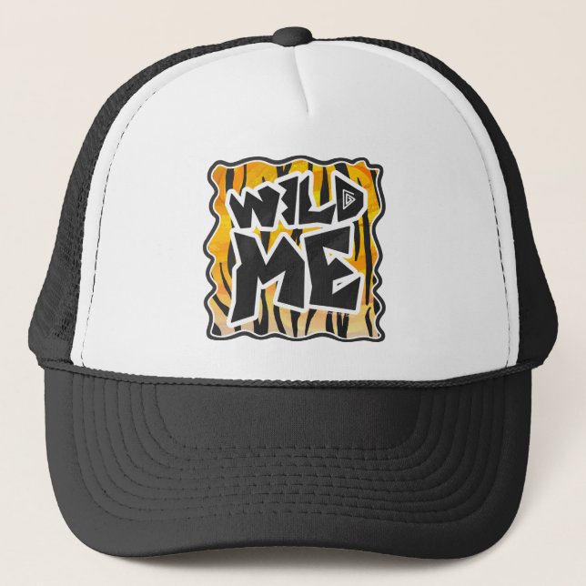 Gorra De Camionero Naranja de tigre y negro salvaje (Anverso)