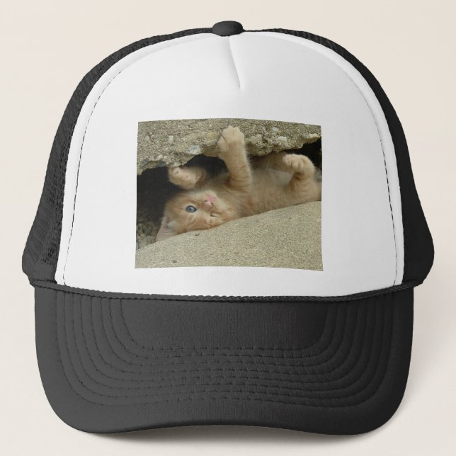 Gorra De Camionero Naranja del superhéroe Tabby Kitten (Anverso)