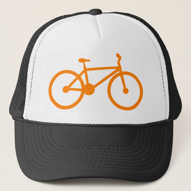 Gorra De Camionero Naranja en bicicleta (Anverso)