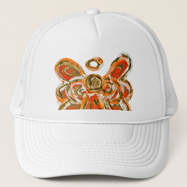 Gorra De Camionero Naranja Guardian Angel Personalizado Art Cap o Gor (Anverso)