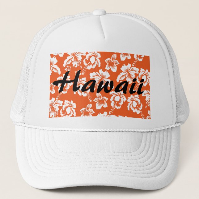 Gorra De Camionero Naranja Hawaiian Hibiscus (Anverso)
