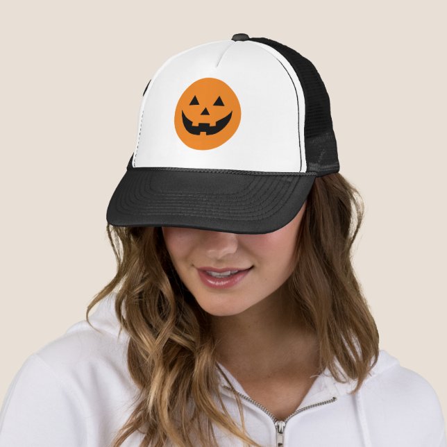 Gorra De Camionero Naranja lindo Jack o linterna cara de calabaza Hal (In situ)