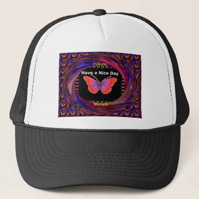 Gorra De Camionero Naranja Mariposa púrpura hace buena impresión de a (Anverso)