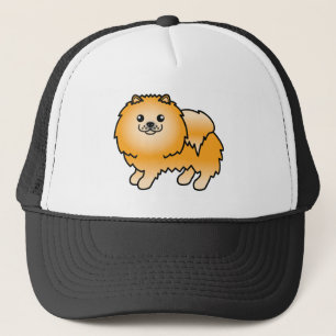 Gorra De Camionero Naranja Pomeranian Cute Cartoon Dog