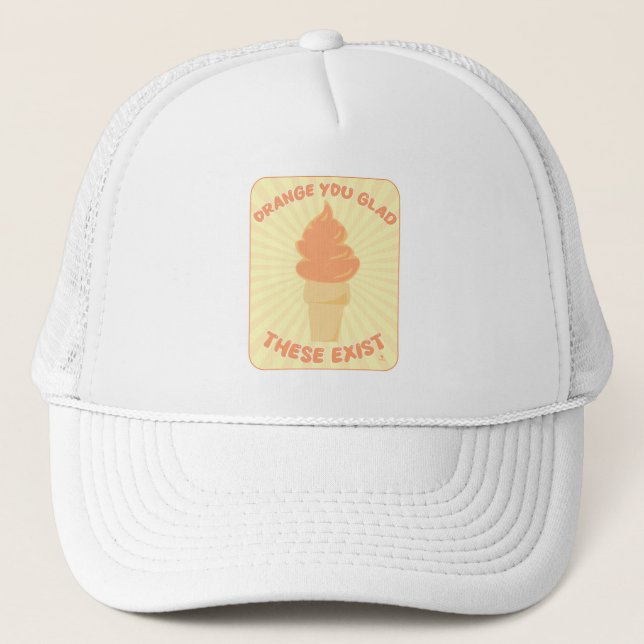 Gorra De Camionero Naranja te alegra divertirte diseño blanco congela (Anverso)