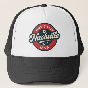 Gorra De Camionero Nashville Music City Estados Unidos Insignia Retro