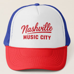 Gorra De Camionero Nashville Music City Retro Red Glow Design -