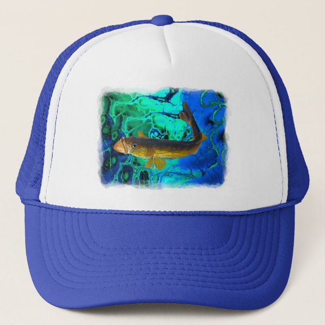 Gorra De Camionero Natación en Walleye, Pickerel Fish Art (Anverso)