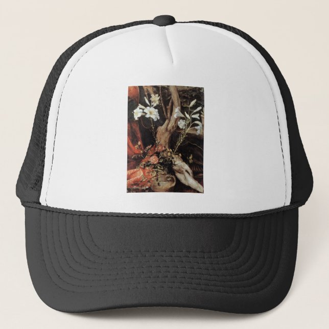 GORRA DE CAMIONERO NATIVIDAD CON LILLAS BLANCAS - MAGIA DE NAVIDADES (Anverso)