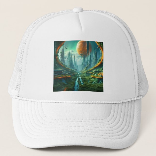 Gorra De Camionero Naturaleza alienígena y arte de ciencia ficción fu (Anverso)