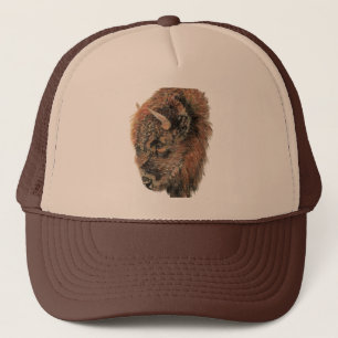 Gorra De Camionero Naturaleza animal acuarela Bison Búfalo