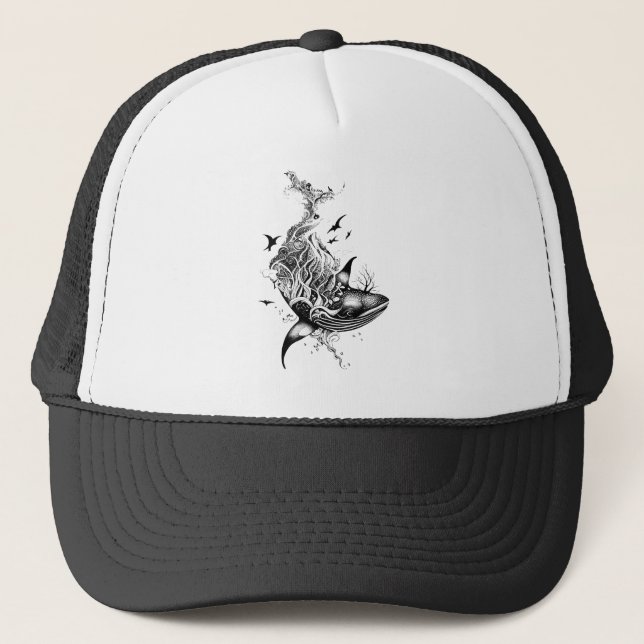 Gorra De Camionero Naturaleza animal salvaje ballena Ilustracion arte (Anverso)