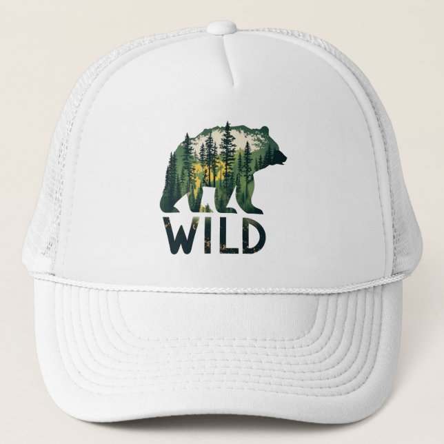 Gorra De Camionero Naturaleza del oso salvaje al aire libre (Anverso)