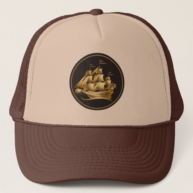 Gorra De Camionero Náutica dorada (Anverso)