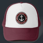 Gorra De Camionero Nautical Anchor & Rope Captain Bote o Name<br><div class="desc">Un Ancla Náutica y un Cuello con Capitán Rango u otro título y Su Nombre o Nombre del Barco en un Gorra elegante y moderno.</div>