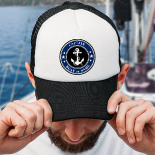 Gorra De Camionero Nautical Anchor & Rope Captain Name or Bote