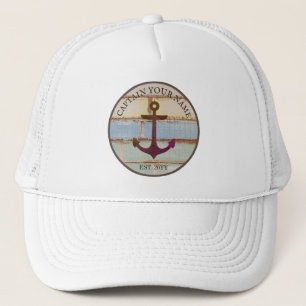 Gorra De Camionero Nautical Anchor Rustic Wood Bot Name