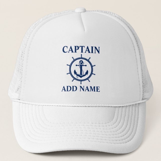 Gorra De Camionero Nautical Captain Name Anchor Rope Wheel (Anverso)