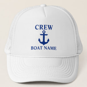 Gorra De Camionero Nautical Crew Bote Nombre Anchor Blanco