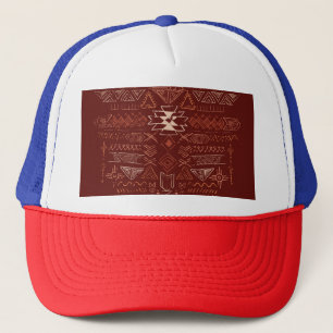 Gorra De Camionero Navajo Aztec: Patrón de Doodle Étnico.