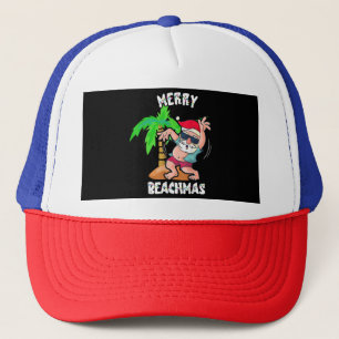 Gorra De Camionero Navidad Alegre Playa En Julio Divertido Santa Xmas