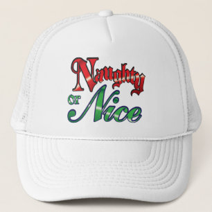 Gorra De Camionero Navidad Retro, Niños Buenos o Malos Letras Rojas y