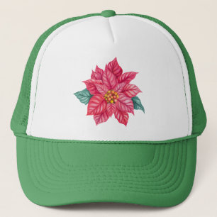 Gorra De Camionero Navidades Acuarela Poinsettia Flor-74545