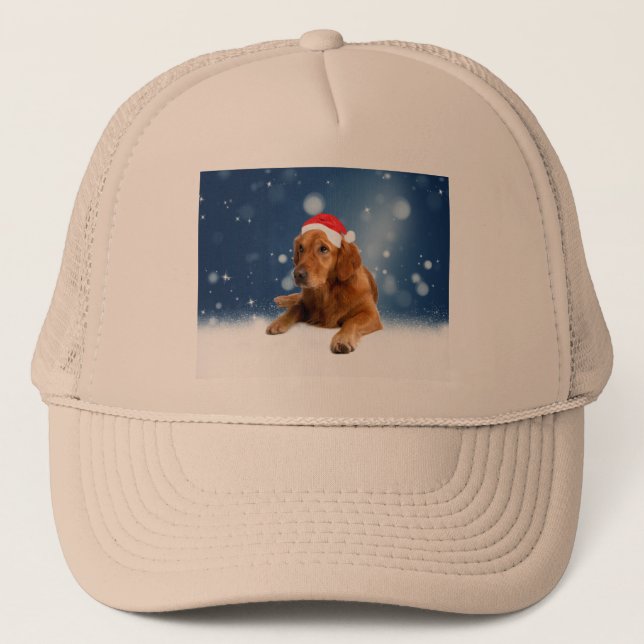 Gorra De Camionero Navidades adoran la nieve del perro de Santa Hat (Anverso)