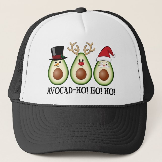 Gorra De Camionero Navidades Aguacate Frosty, Rudolph y Santa (Anverso)