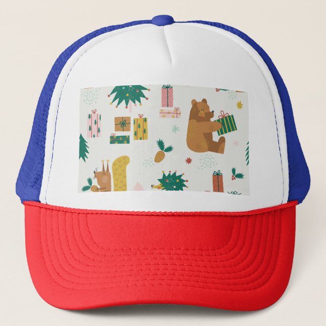 Gorra De Camionero Navidades Animales Forestales: Vibe de época (Anverso)