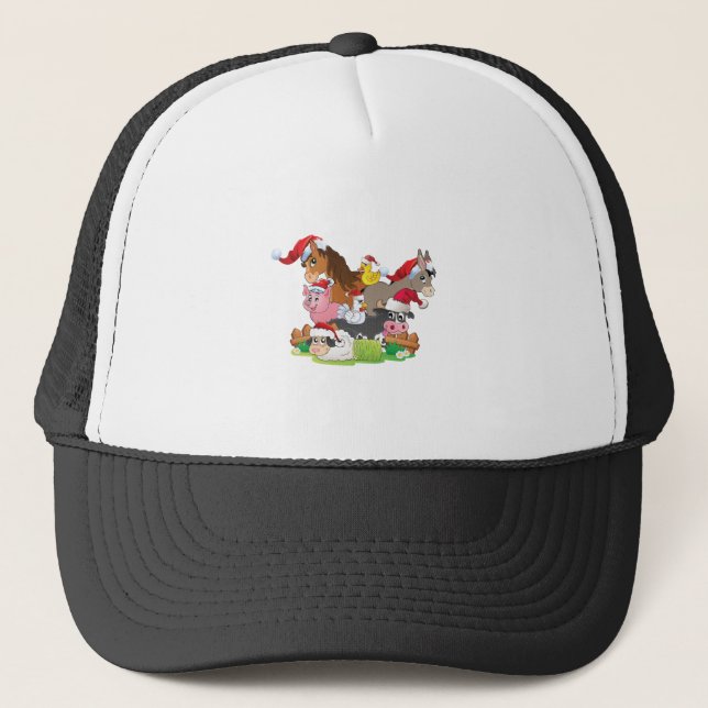 Gorra De Camionero Navidades de animales de granja (Anverso)