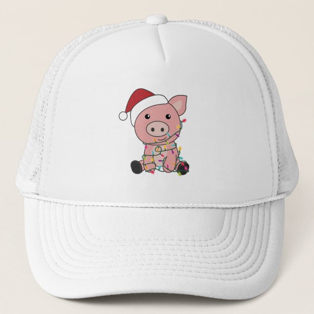 Gorra De Camionero Navidades de cerdo Nieve animales de invierno cerd (Anverso)