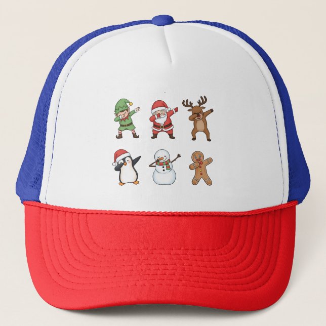 Gorra De Camionero Navidades de Dabbing Santa Penguin Rudolph Snowman (Anverso)