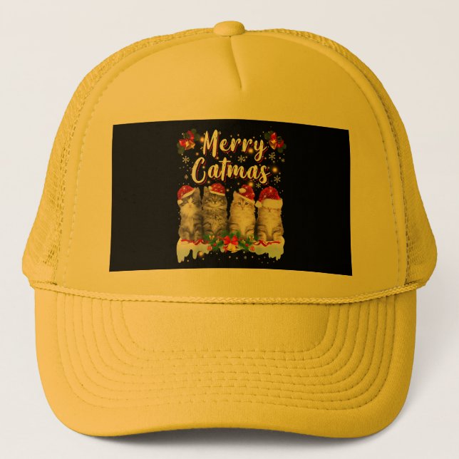 Gorra De Camionero Navidades de gato Santa Hat Graciosa Feliz Navidad (Anverso)