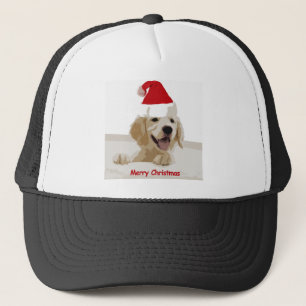 Gorra De Camionero Navidades de Golden Retriever con Santa Hat