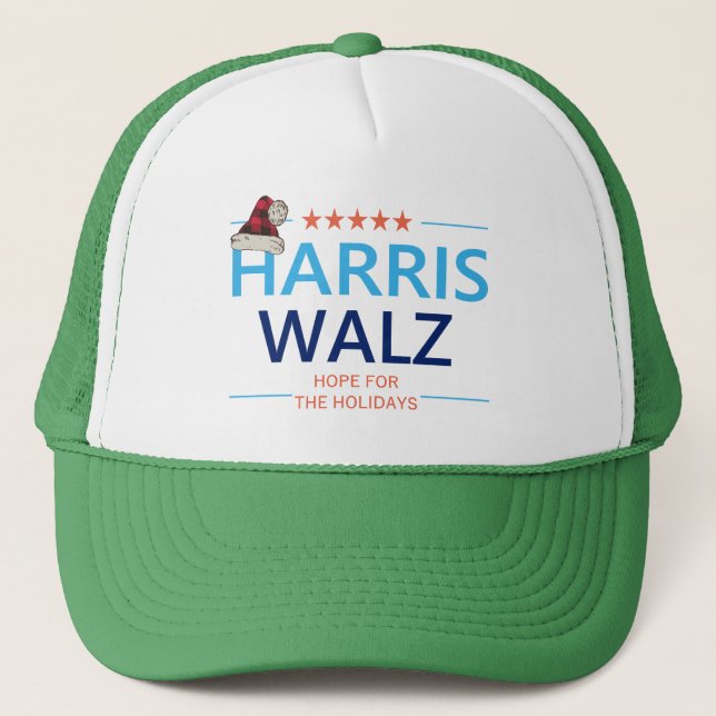 Gorra De Camionero Navidades de Harris Walz 2024 esperan las vacacion (Anverso)