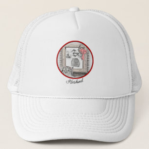 Gorra De Camionero Navidades de Keeshond Ventana de Invierno Pintura