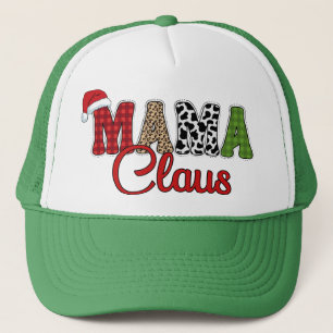 Gorra De Camionero Navidades de Mama Claus Plaid Text Design-50096