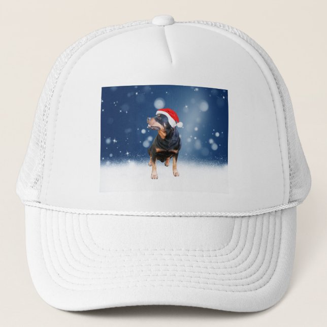 Gorra De Camionero Navidades de perro de Cute Rottweiler (Anverso)