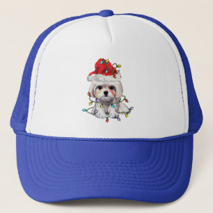 Gorra De Camionero Navidades de perros malteses, Navidad Perro maltés