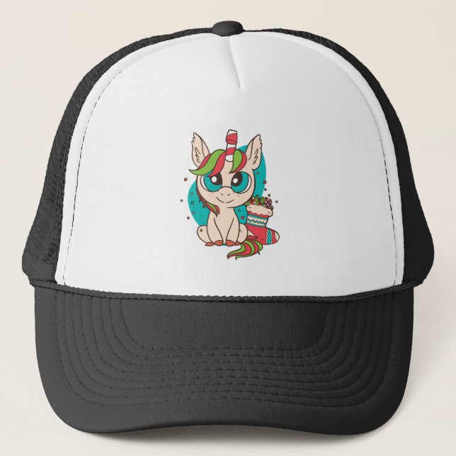 Gorra De Camionero Navidades de Unicornio (Anverso)