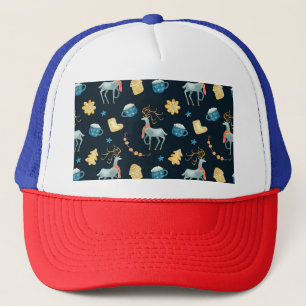 Gorra De Camionero Navidades Deers: Patrón de color de agua sin foco
