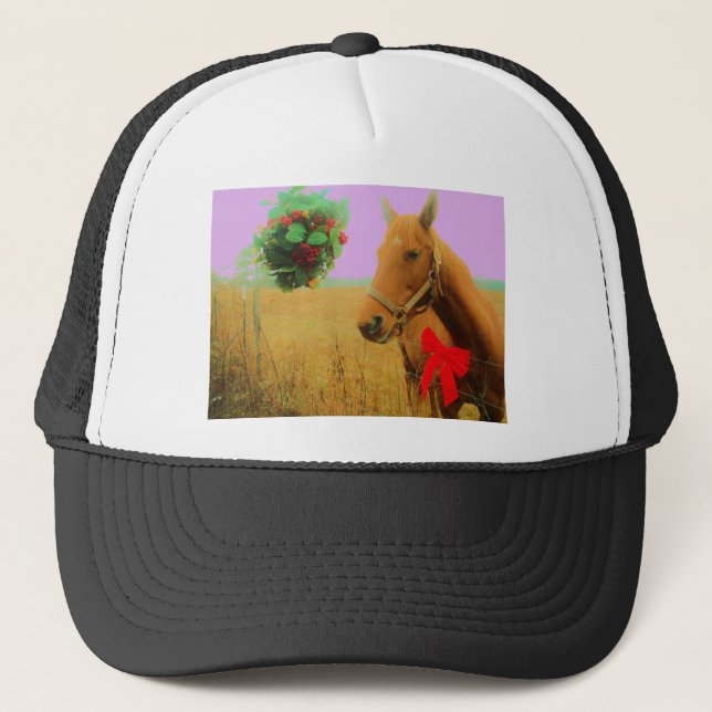 Gorra De Camionero Navidades del cielo rosa retro Caballo (Anverso)