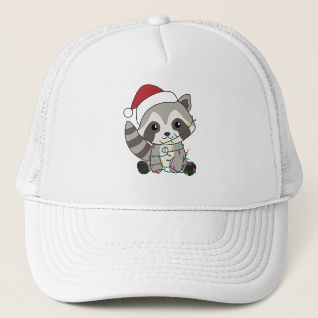 Gorra De Camionero Navidades del mapache Nieve Raccoons de invierno (Anverso)