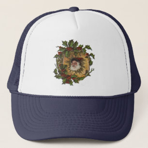 Gorra De Camionero Navidades del Vintage Santa Antique Holly