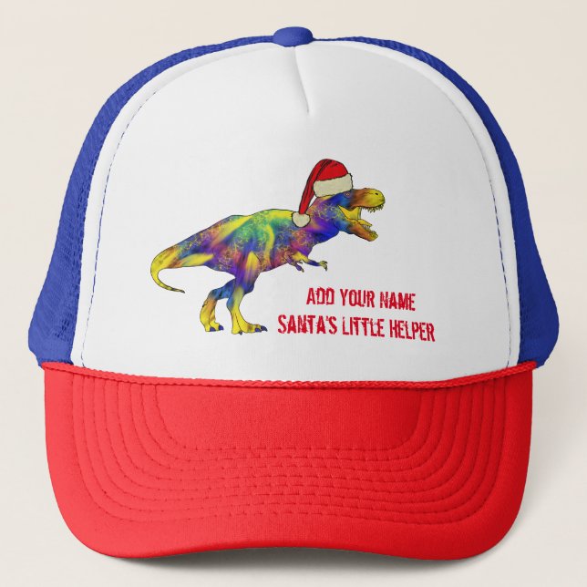 Gorra De Camionero Navidades Dinosaur Funny Santa Cita (Anverso)