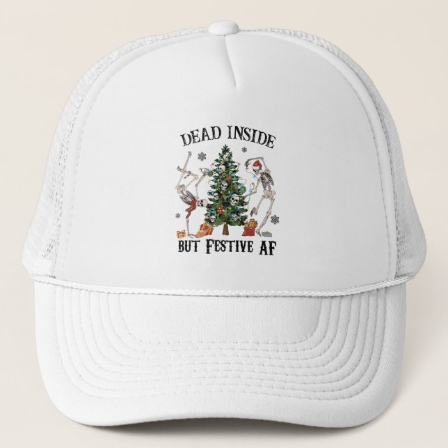 Gorra De Camionero Navidades divertidos esqueleto - Muertos dentro pe (Anverso)