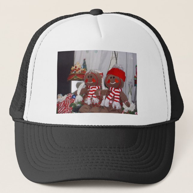 Gorra De Camionero Navidades Gingerbread Pareja Enjuiciar Animales re (Anverso)