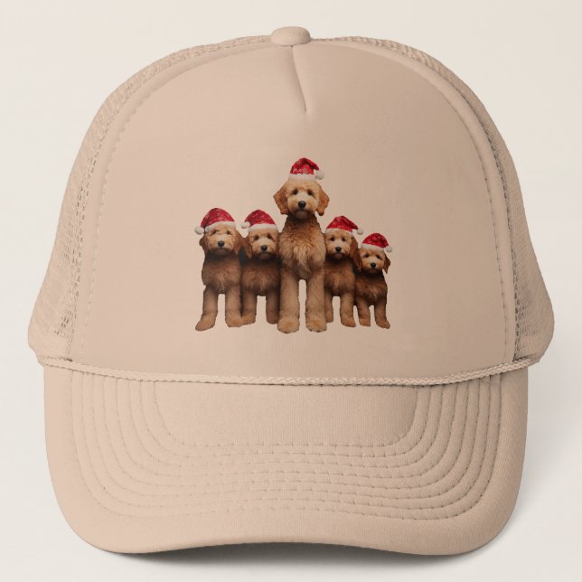 Gorra De Camionero Navidades Goldendoodle, equipo de Xmas Labradoodle (Anverso)